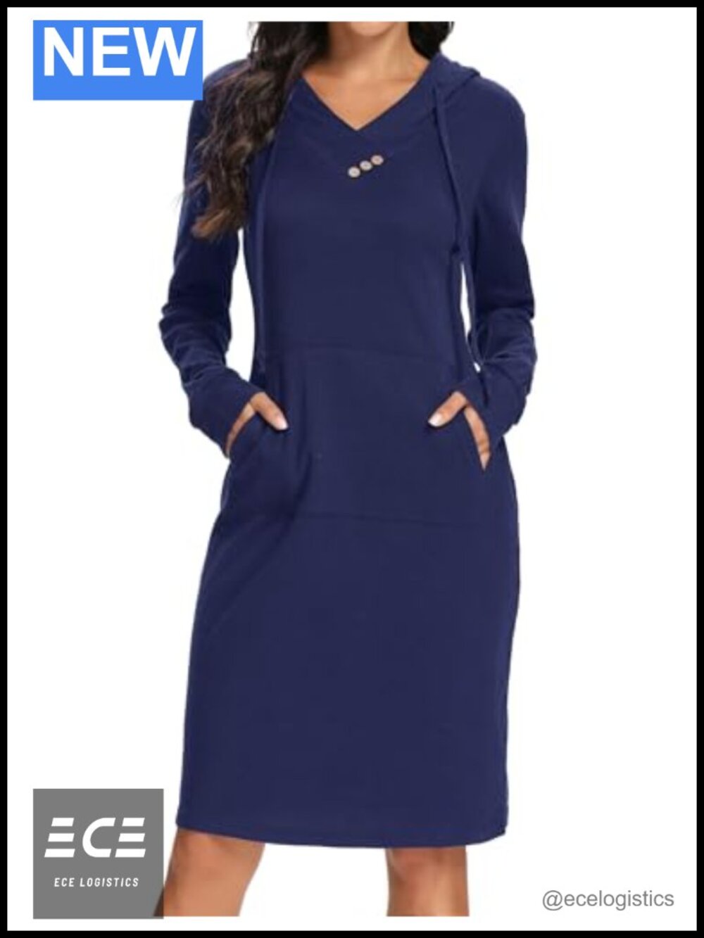 Kimmery Womens Lightweight Long Sleeve Hoodie Dress with Kangaroo Pocket